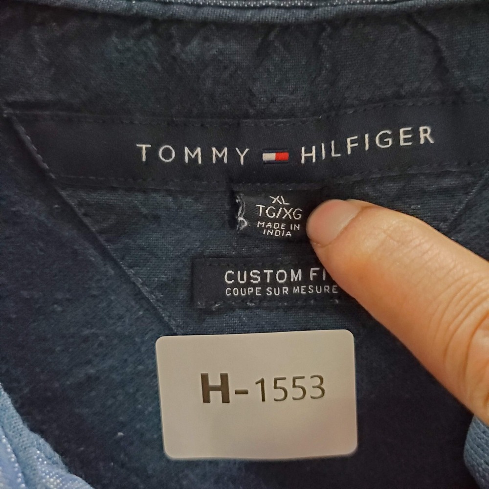 Tommy Hilfiger Men Polo Shirt XL Navy Ombre Logo Embroidered Short Sleeve Collar - Picture 4 of 10